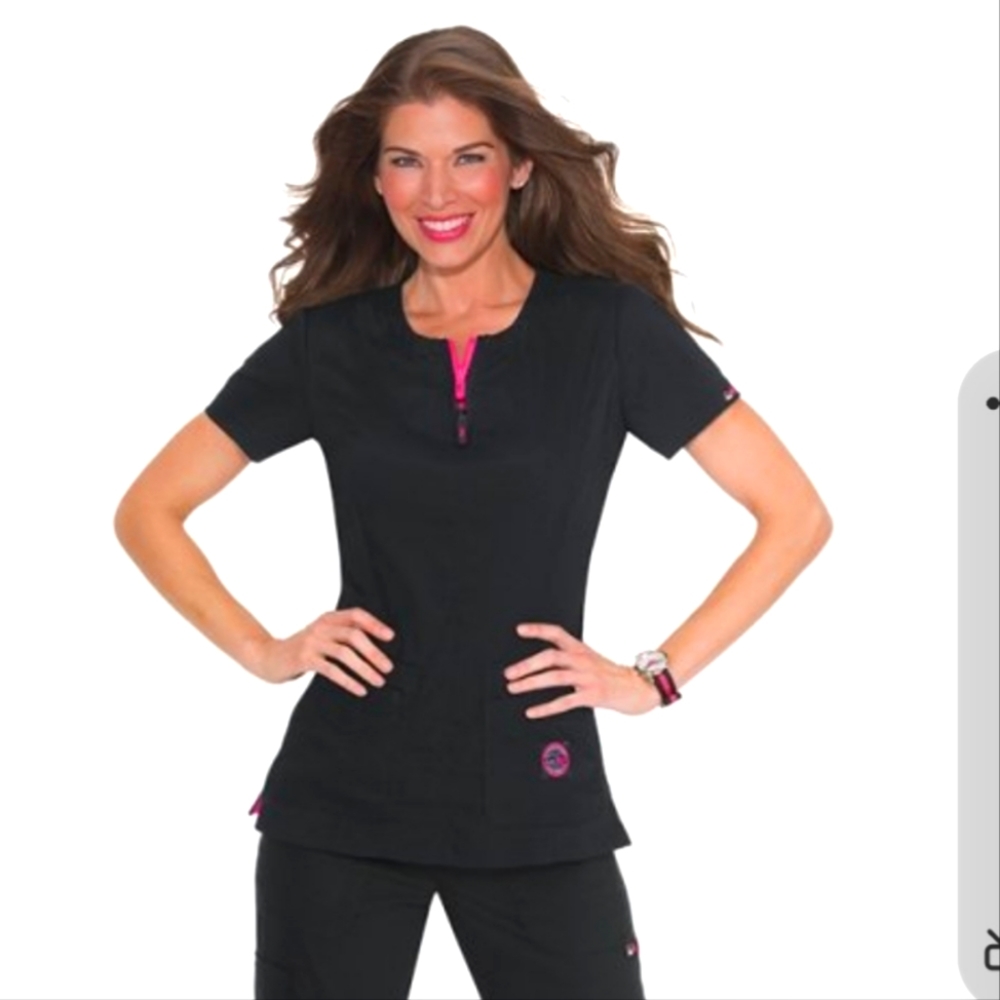 Koi lite scrubs serenity double zipper top. Size XXS